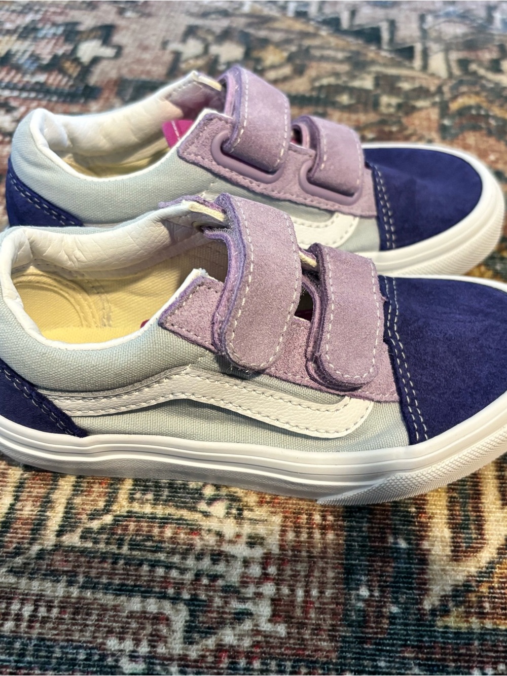 Vans Kids Suede & Canvas Sneakers in Lavender, Navy & White